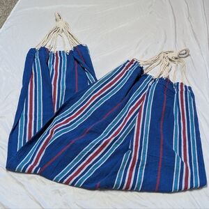 Bliss Hammocks Blue, Red Teal Striped Beachy Pool Outdoor Hammock